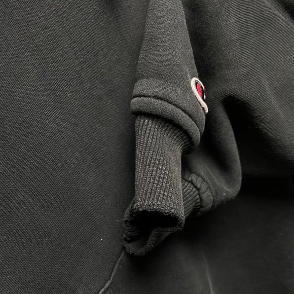 Faded Black Distressed Champion Hoodie - Size Large - Picture 9 of 10